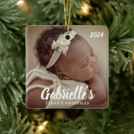 Ornamento De Cerâmica Foto personalizada do chic moderno de Natal