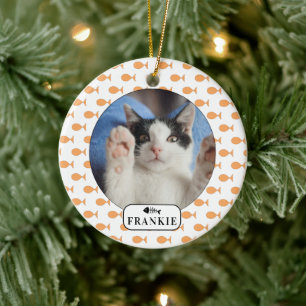 Ornamento De Cerâmica Foto personalizada do gato Goldfish Pet