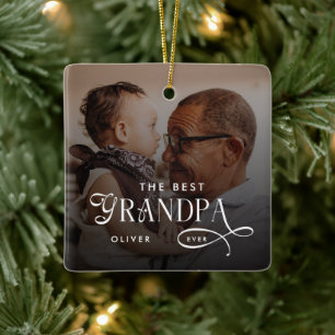 Ornamento De Cerâmica Foto Personalizada do Melhor Avô Moderno