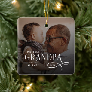 Ornamento De Cerâmica Foto Personalizada do Melhor Avô Moderno