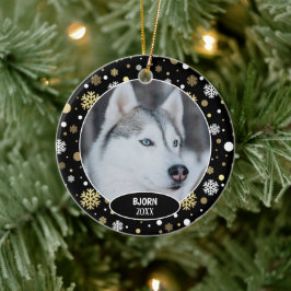 Ornamento De Cerâmica Foto Personalizada do Pet Fofinho no 1º Natal em F