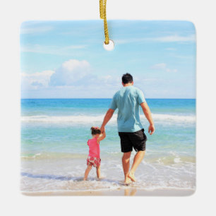 Ornamento De Cerâmica Foto personalizada do seu próprio Pai - Família