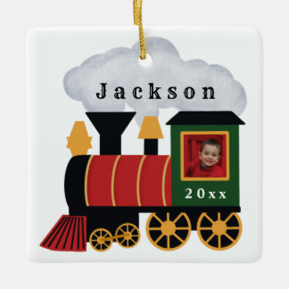 Ornamento De Cerâmica Foto personalizada do trem de Natal