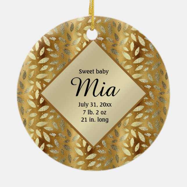 Ornamento De Cerâmica Foto personalizada: Dourado deixa o bebê nascer (Traseira)