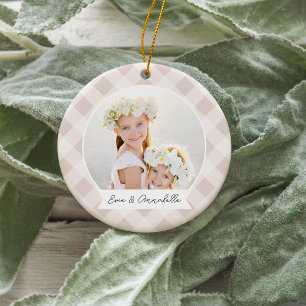Ornamento De Cerâmica Foto personalizada dupla frente e Xadrez pintada