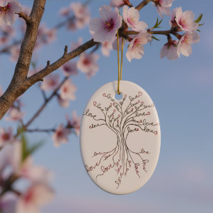 Ornamento De Cerâmica Foto Personalizada e Bonita Árvore de Amor
