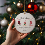 Ornamento De Cerâmica Foto Personalizada e Bonita das Meias de Natal<br><div class="desc">Ornamento Fotográfico Personalizado e Fofo de Natal Retroativo</div>