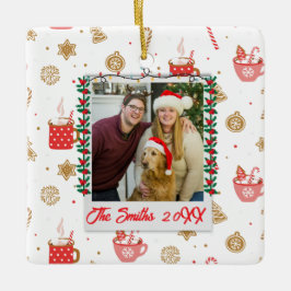 Ornamento De Cerâmica Foto personalizada e nome personalizado Feliz Nata