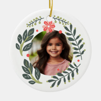 Ornamento De Cerâmica Foto Personalizada Frota Floral de Frota