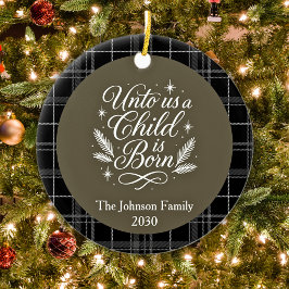 Ornamento De Cerâmica Foto personalizada Isaiah 9 6 Natal