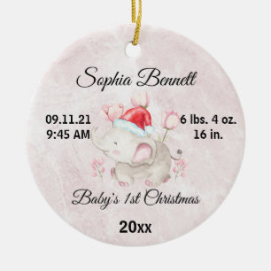 Ornamento De Cerâmica Foto personalizada Menina de Bebê Cute Primeiro N