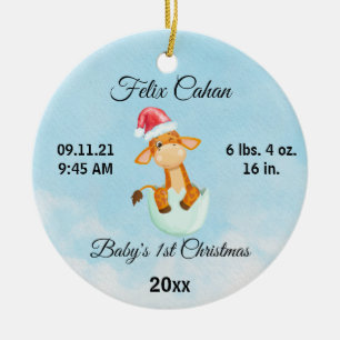 Ornamento De Cerâmica Foto personalizada Menino do Bebê Primeiro Natal 