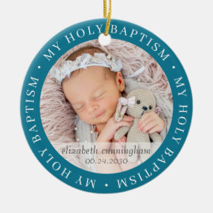 Ornamento De Cerâmica Foto Personalizada Moderna do Simples Batismo Foto
