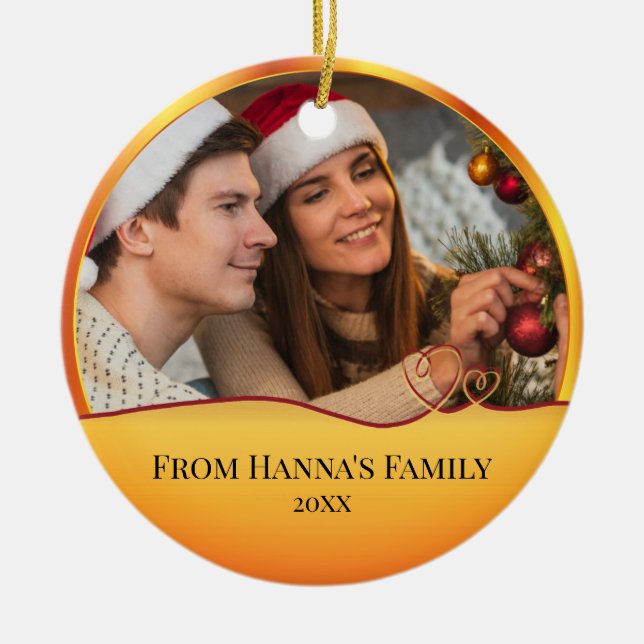 Ornamento De Cerâmica Foto personalizada - Natividade "Feliz Natal" (Frente)