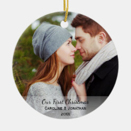 Ornamento De Cerâmica Foto personalizada recém-casada Nosso Primeiro Nat