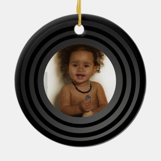 Ornamento De Cerâmica Foto personalizada - Retro Vinil Album Keepsasak (Traseira)