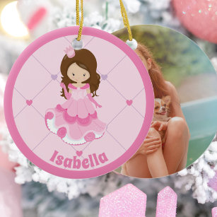 Ornamento De Cerâmica Foto personalizada rosa e linda princesa