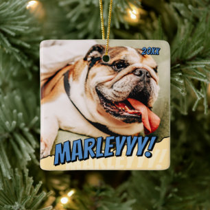 Ornamento De Cerâmica Foto personalizada simples e Legal de banda desenh
