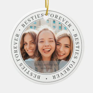 Ornamento De Cerâmica Foto personalizada simples e moderna para BFF