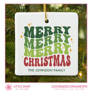 Ornamento De Cerâmica Foto personalizável de Natal para Retro
