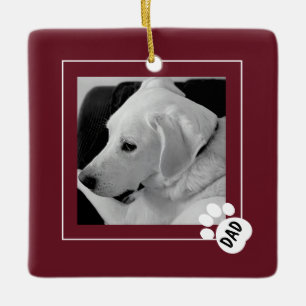 Ornamento De Cerâmica Foto Preto e Branco de Cachorro Bonito Pata Marrom