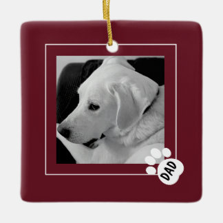 Ornamento De Cerâmica Foto Preto e Branco de Cachorro Bonito Pata Marrom
