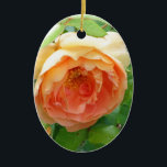 Ornamento De Cerâmica Foto romântica elegante do Rosa laranja<br><div class="desc">Rosas cor de laranja/pêssego do velho país clássico da moda romântica</div>