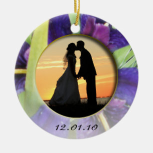 Ornamento De Cerâmica Foto roxa da íris da água