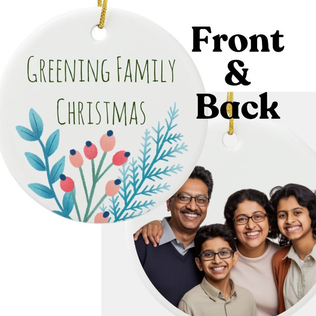 Ornamento De Cerâmica Foto rústica da fazenda de Natal da família (Criador carregado)