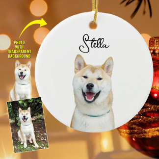 Ornamento De Cerâmica Foto simples de cachorro de Natal