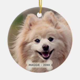 Ornamento De Cerâmica Foto Simples de Cachorro Pomerânia Personalizada