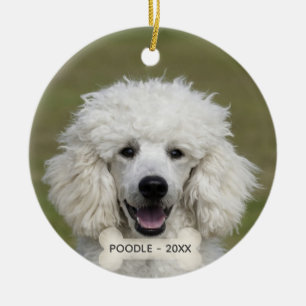 Ornamento De Cerâmica Foto Simples de Cachorro Poodle Personalizado