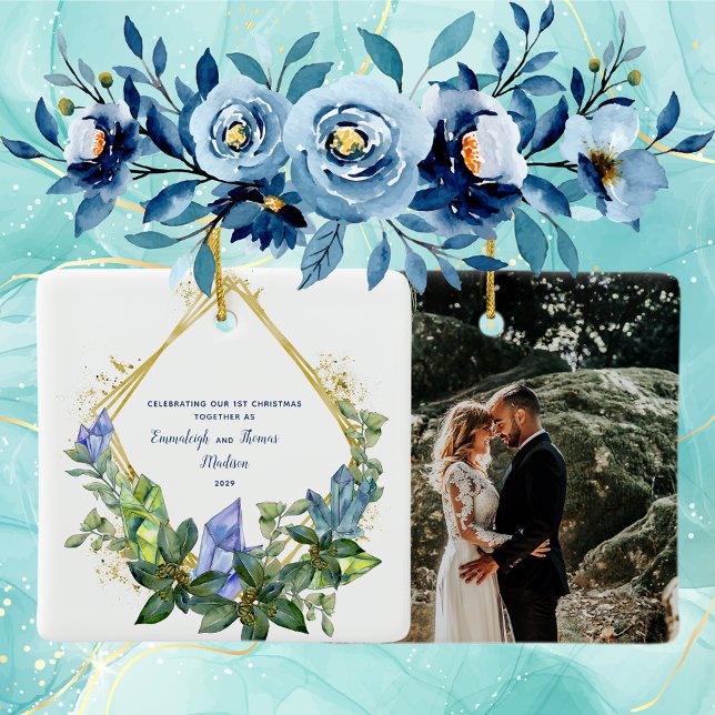 Ornamento De Cerâmica Foto Simples de Cristal Greenery de Natal de 1rua (Criador carregado)