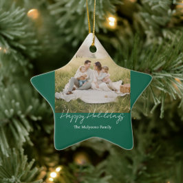 Ornamento De Cerâmica Foto Simples de Família Natal e Ano Novo Moderno