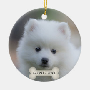 Ornamento De Cerâmica Foto Simples de Japanese Spitz Personalizado
