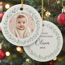 Foto Simples do Primeiro Natal do Bebê com Eucalip