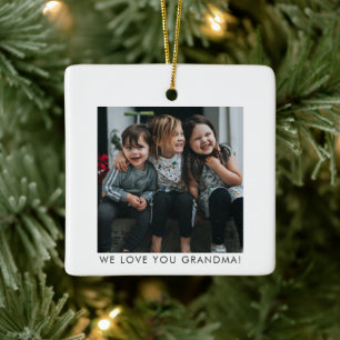 Ornamento De Cerâmica Foto Simples Nós Amamos Você Vovó Personalizada