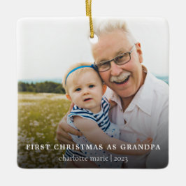 Ornamento De Cerâmica Foto simples Primeiro Natal como vovô