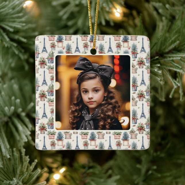 Ornamento De Cerâmica Foto: Torre Eiffel Topiaries Paris Natal (Árvore)