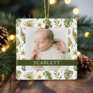 Ornamento De Cerâmica Foto Tropical Dupla Lado 2 Elegante