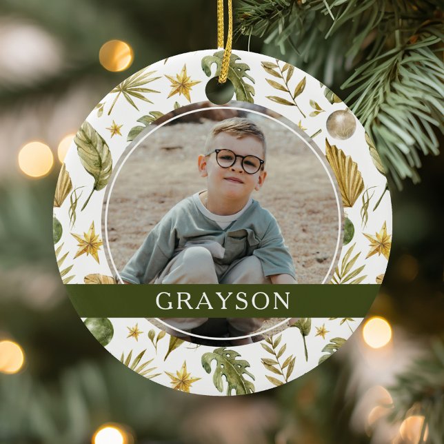 Ornamento De Cerâmica Foto Tropical Dupla Lado 2 Elegante (Criador carregado)