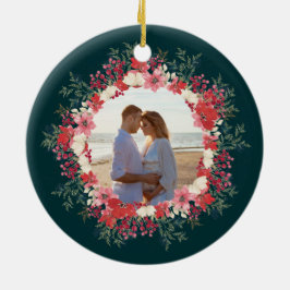 Ornamento De Cerâmica fotografia botânica 2 de natal floral clássica