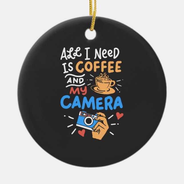 Ornamento De Cerâmica Fotografia - Café E Câmera (Frente)