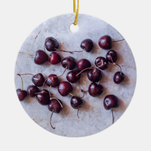 Ornamento De Cerâmica Fotografia de Cerejas Vermelhas Frescas