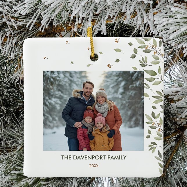 Ornamento De Cerâmica Fotografia Elegante de Winter Greenery (Criador carregado)