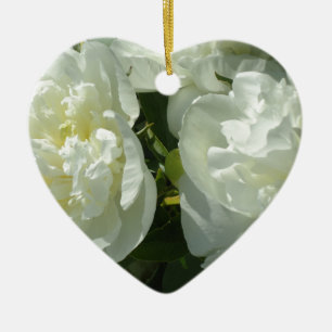 Ornamento De Cerâmica Fotografia floral branca de pénia branca Elegante