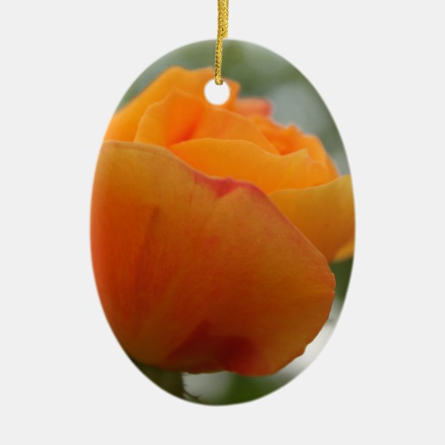 Ornamento De Cerâmica Fotografia linda de rosa amarela. (Frente)