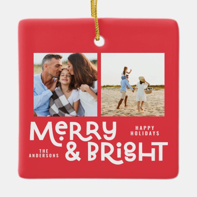Ornamento De Cerâmica Fotografia mínima moderna 2 Fotografia Natal (Frente)