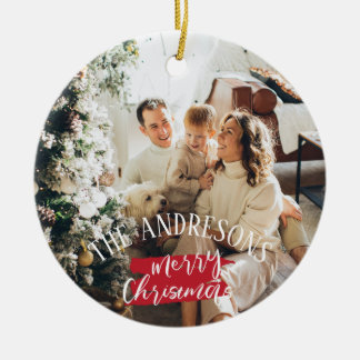 Ornamento De Cerâmica Fotografia personalizada e natal