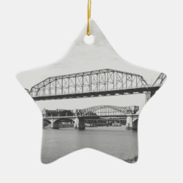 Ornamento De Cerâmica Fotografia preto e branco da ponte dobro